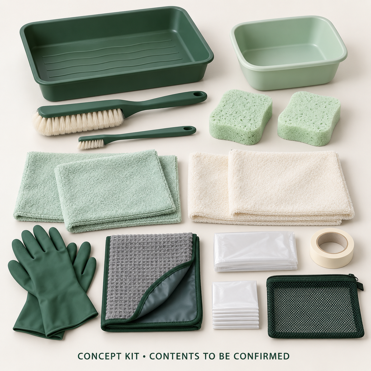 Concept layout of Washer Seal & Drawer — Full Workflow Tool Kit; exact supplier variants and packed contents to be confirmed.