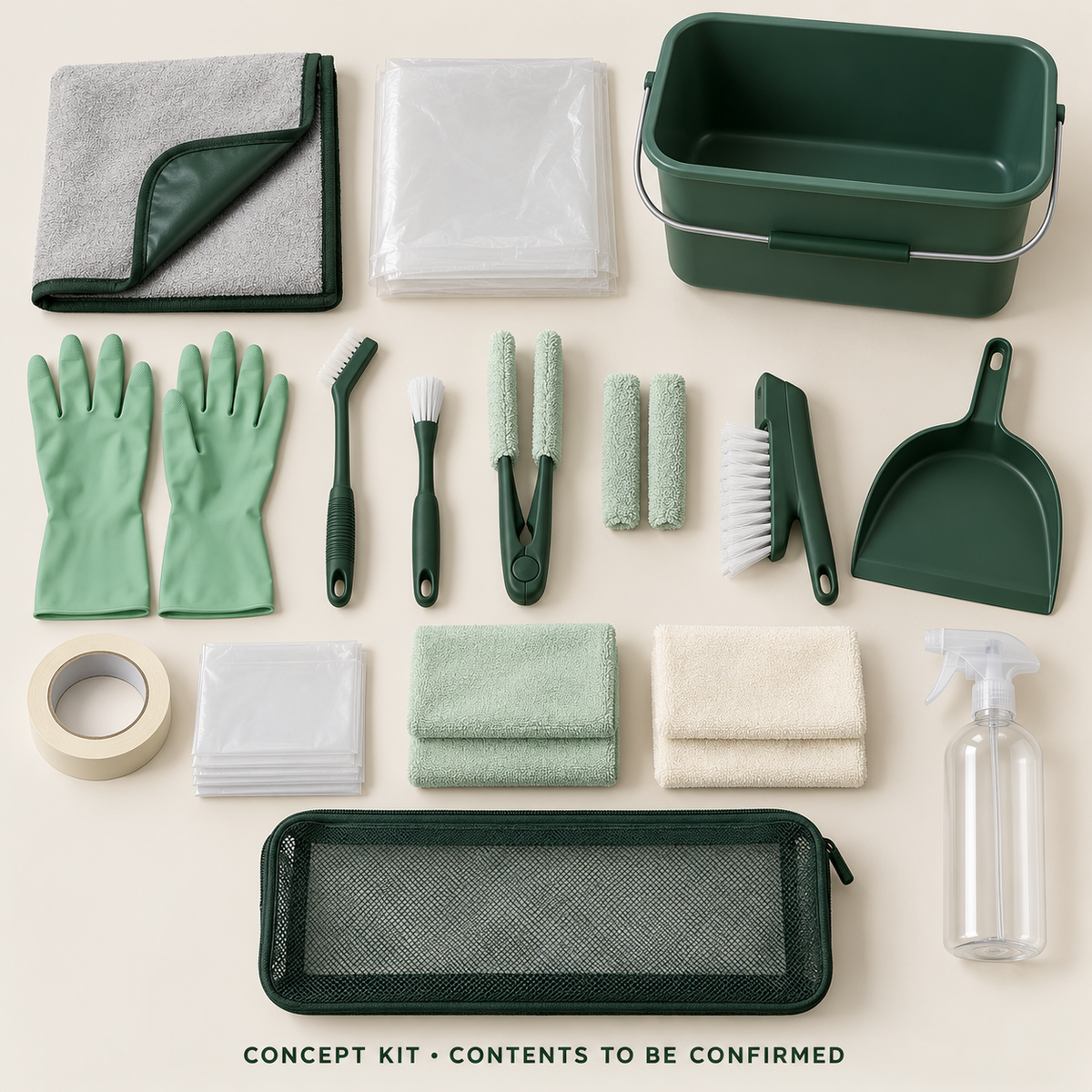 Concept layout of Window Track & Blind — Full Workflow Tool Kit; exact supplier variants and packed contents to be confirmed.